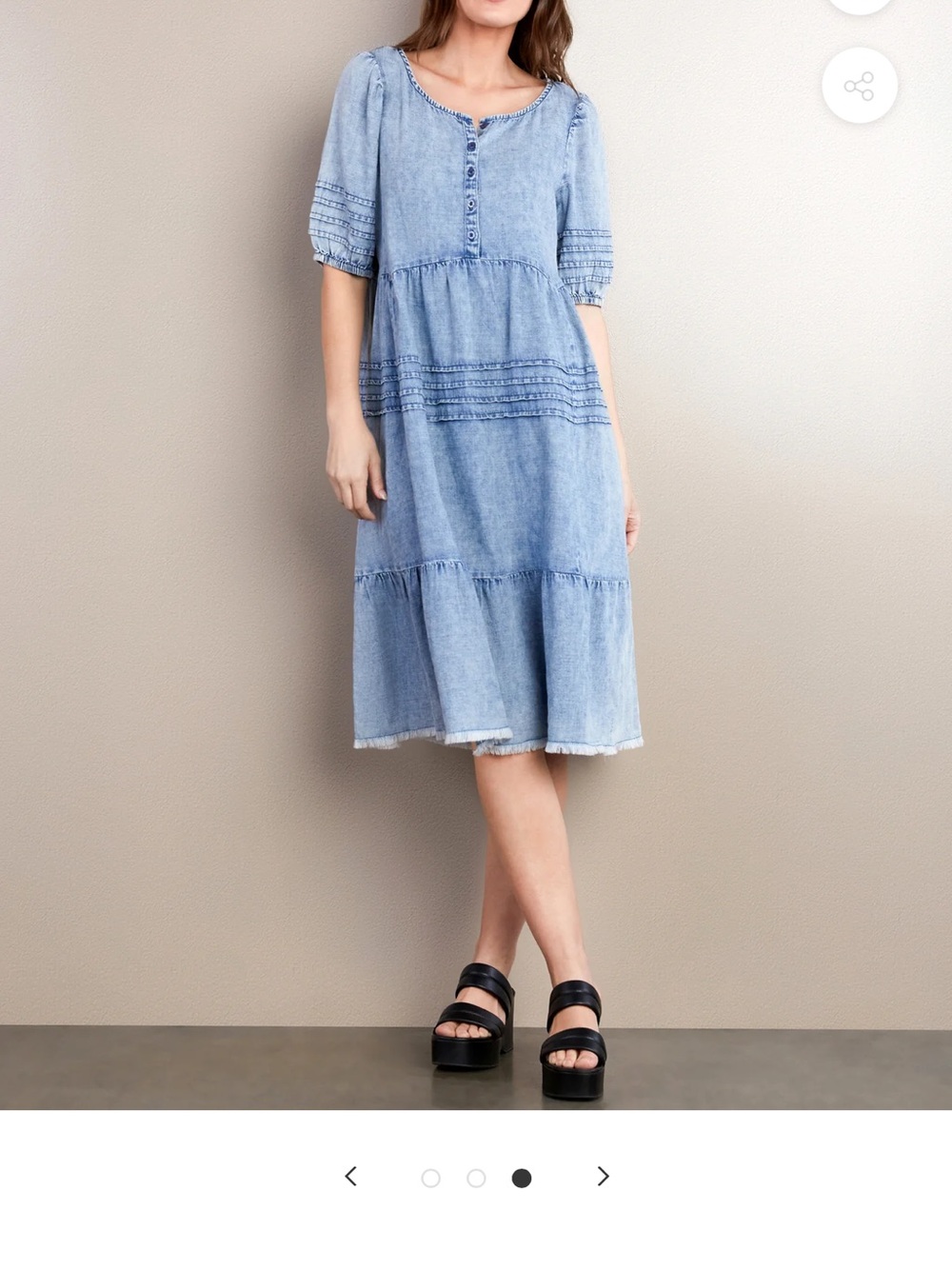 Billy T Light Blue Denim Tiered Midi Dress